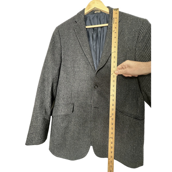 Banana Republic Men's 42R Italian Wool $420 Blazer Charcoal Gray Striped Jacket - Picture 8 of 8